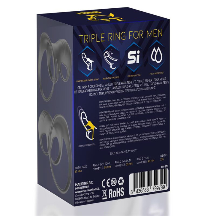 Driade Anneau Triple pour Homme en Silicone