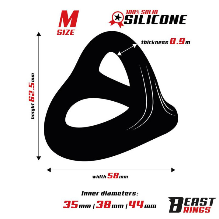 Anneau Triple Silicone Solide 44/38/35mm Taille M