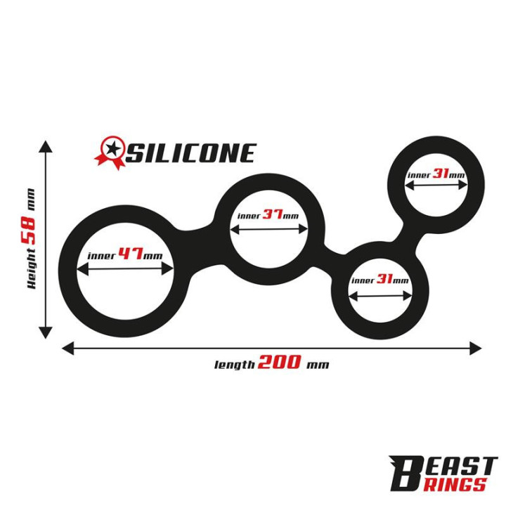 Multi-Anneau pour le Pénis Silicone 47 mm