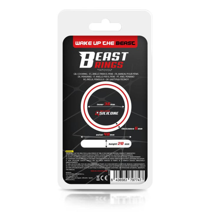 Anneau pour le Pénis 100% Silicone Solide 3.6 cm Rouge et Noir