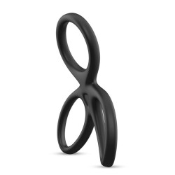 Anneau Triple Pénis et Testicules Silicone Liquide Flexible