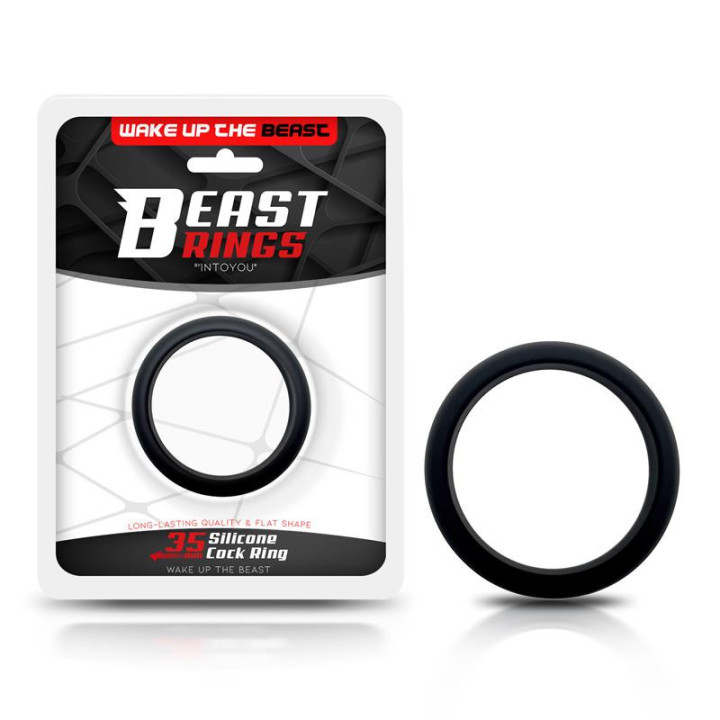 Anneau pour le Pénis Forme Plate Silicone Solide 3.5 cm Noir