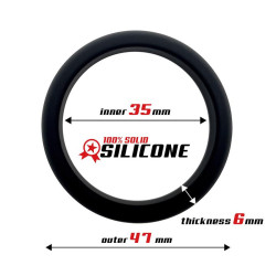 Anneau pour le Pénis Forme Plate Silicone Solide 3.5 cm Noir
