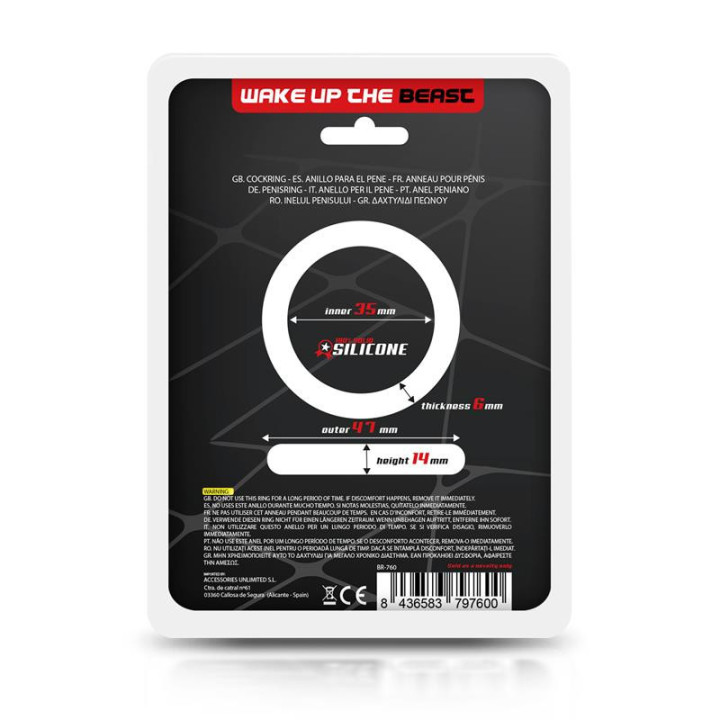 Anneau pour le Pénis Forme Plate Silicone Solide 3.5 cm Noir