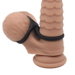 Anneau Triple Pénis et Testicules Silicone Liquide Flexible