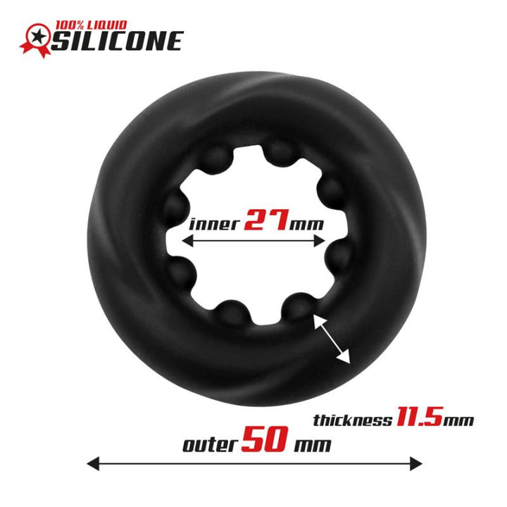 Anneau pour le Pénis Twisted en Silicone Liquide 2,7 cm