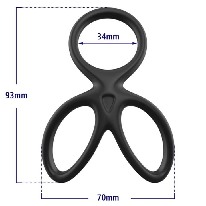 Anneau Triple Pénis et Testicules Silicone Liquide Flexible