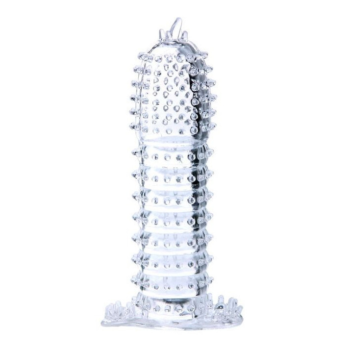 BAILE - GAINE PÉNIENNE AVEC POINTS STIMULANTS TRANSPARENTS 14 CM