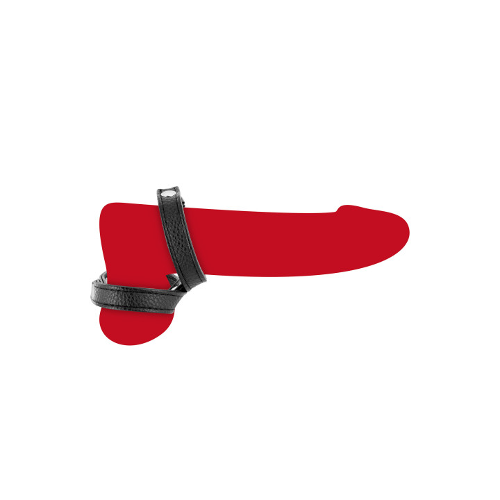 Double cockring ajustable pénis testicules aspect cuir