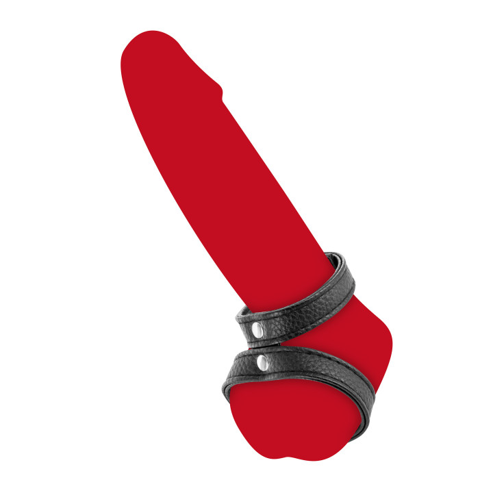 Double cockring ajustable pénis testicules aspect cuir