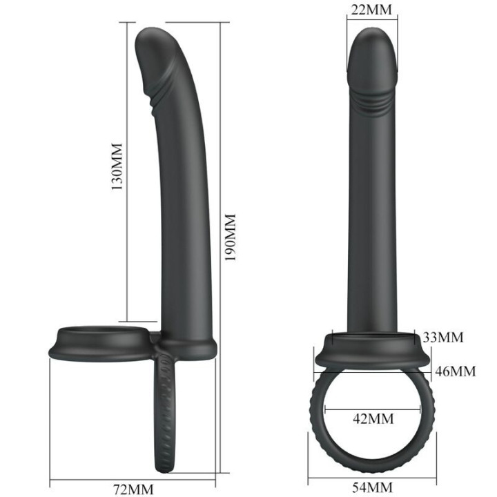 PRETTY LOVE - DILLION DOUBLE PÉNÉTRATION DOUBLE ANNEAU PÉNAL NOIR