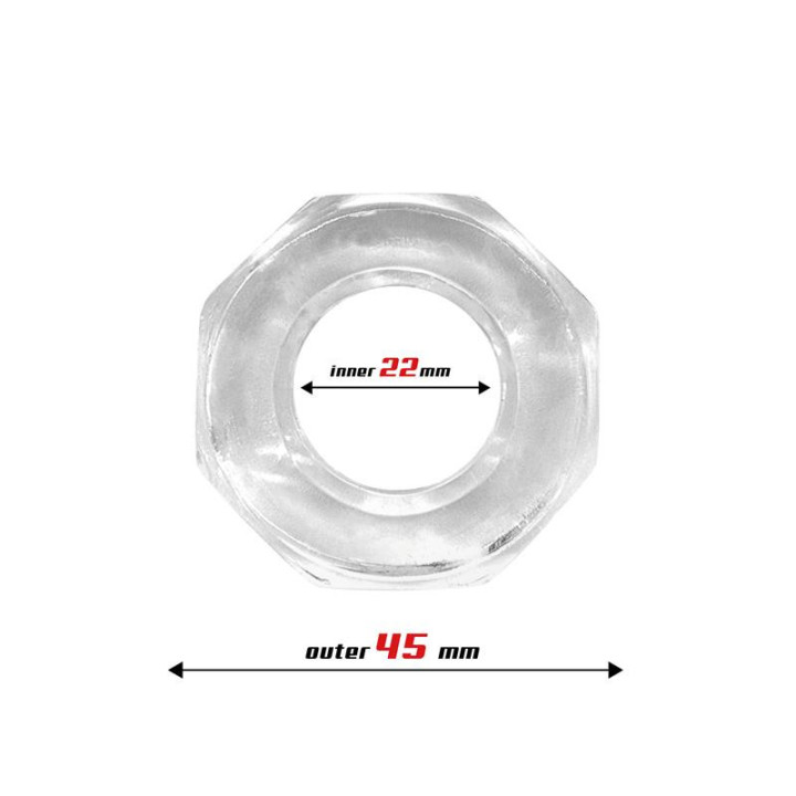 Anneau Pénien Super Flexible Polygonal 2.2 cm Transparent