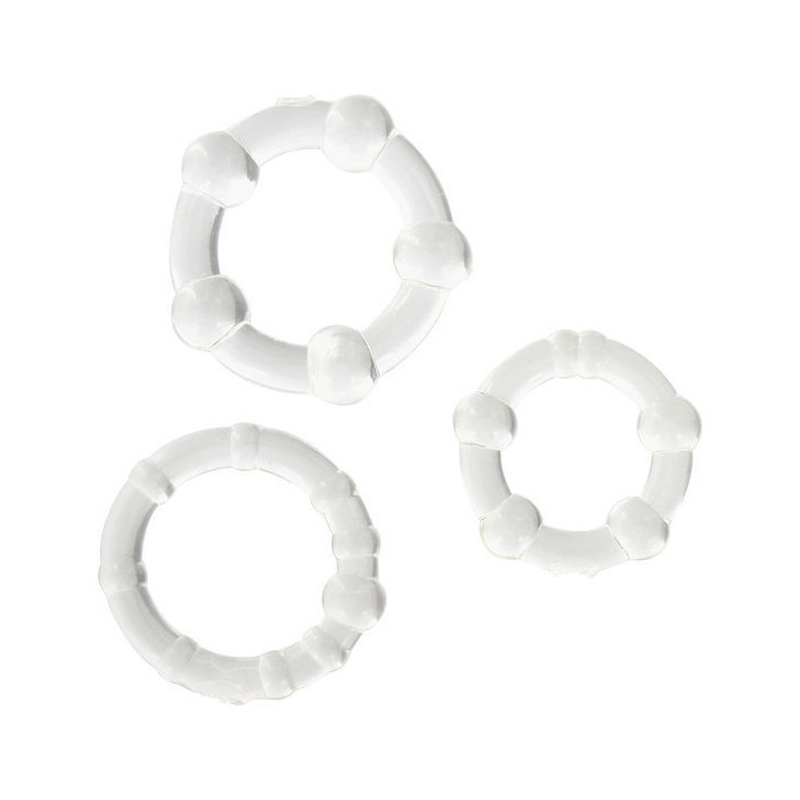 SEVEN CREATIONS - ENSEMBLE DE TROIS ANNEAUX PÉNIS TRANSPARENTS