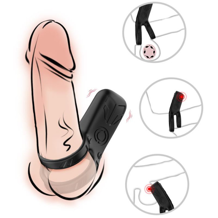 Anneau Double pour le Pénis avec Vibration Mecha-style