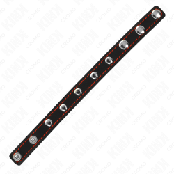 KINK - ANNEAU PÉNIS EN CUIR AVEC FERMETURE À PRESSION DOUBLURE ROUGE 21 X 1,5 CM