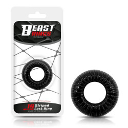 Anneau pour le Pénis Rayé Super Flexible et Résistant 1.9 cm Noir