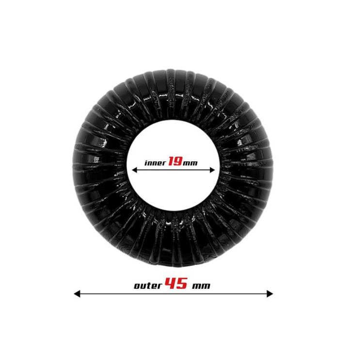 Anneau pour le Pénis Rayé Super Flexible et Résistant 1.9 cm Noir