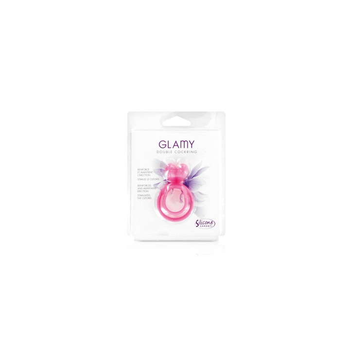 Glamy double cockring pink