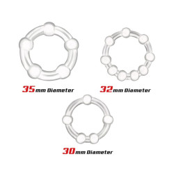 Ensemble de 3 Anneaux pour le Pénis Flexibles Transparent