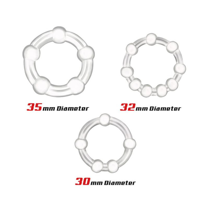 Ensemble de 3 Anneaux pour le Pénis Flexibles Transparent
