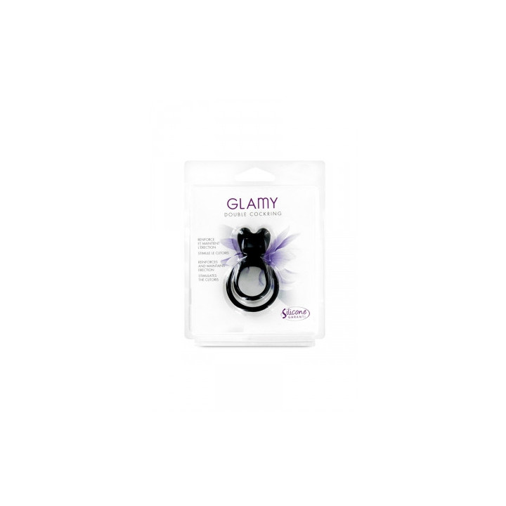 Glamy double cockring black