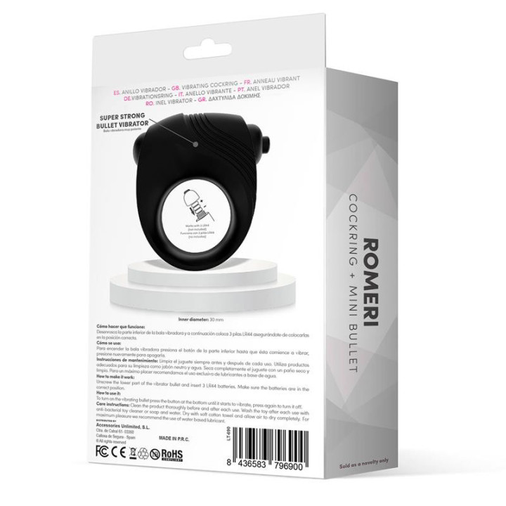 Romeri Anneau + Balle Vibrante Silicone Noir