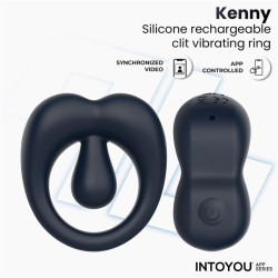 Kenny Anneau Vibrant avec Stimulation Clitoridienne et APP Bleu Nuit