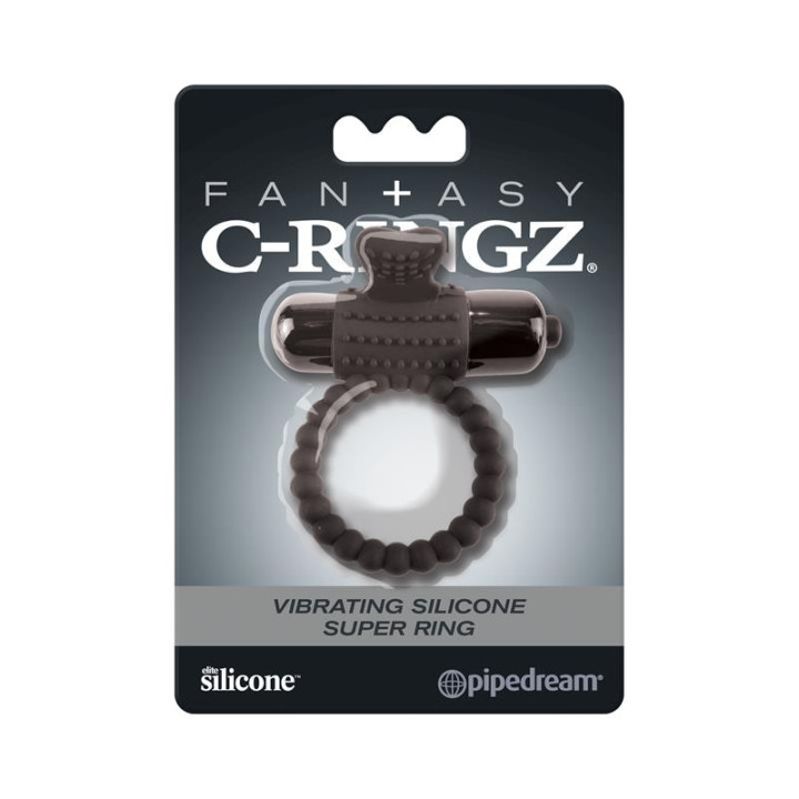 Fantasy C-Ringz Super Anneau Vibrant en Silicone Noir