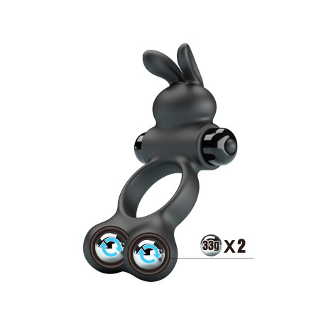 Yusuf - Cockring vibrant billes lestées + rabbit