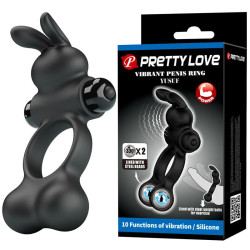 Yusuf - Cockring vibrant billes lestées + rabbit
