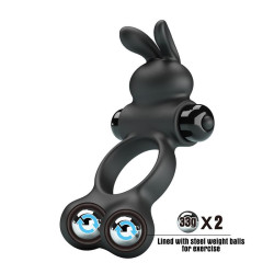 Yusuf - Cockring vibrant billes lestées + rabbit