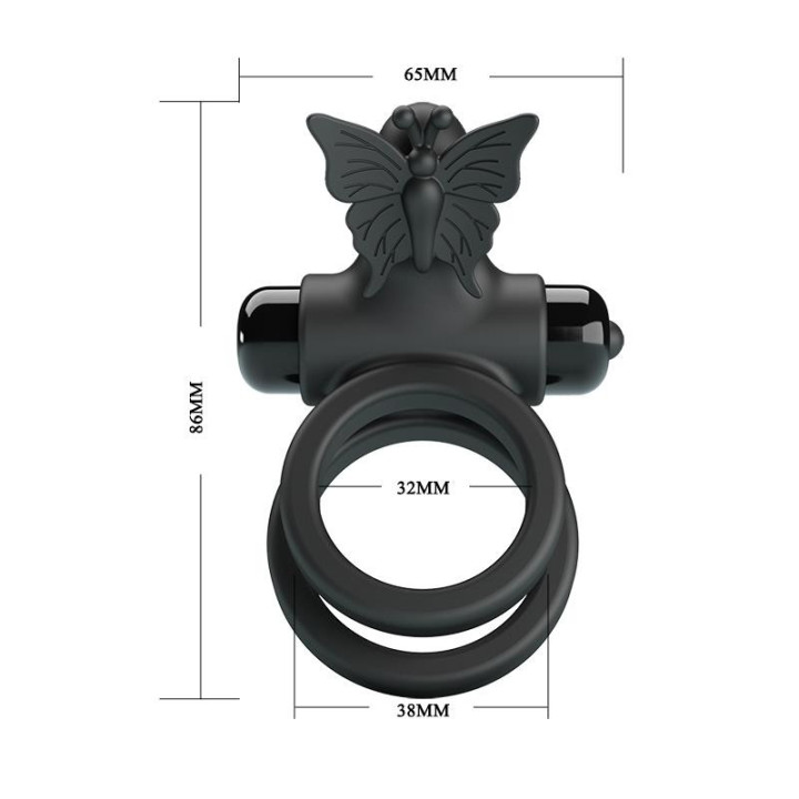 Passionate Ring IX, cockring double anneau vibrant et stimulateur clitoris