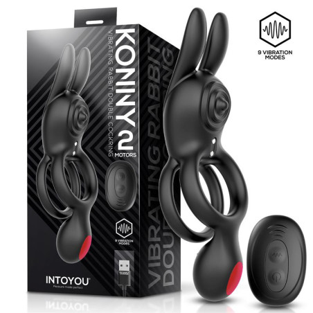 Konny Anneau Vibrant Double avec Lapin et Télécommande