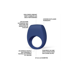 Lelo Tor 3 bleu, cockring vibrant connecté
