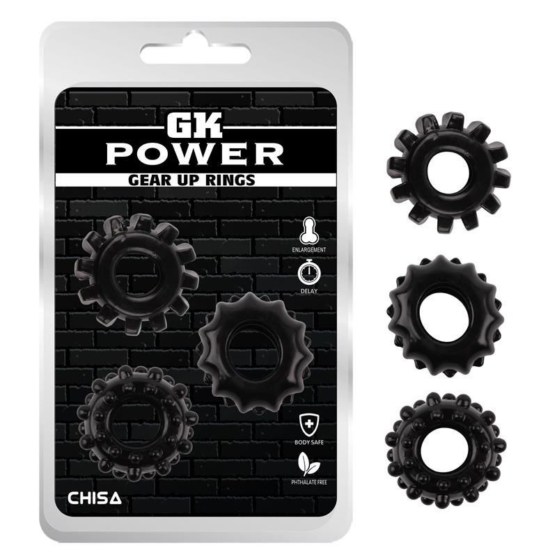 Kit de 3 Anneaux Pénis Gear Up Noir