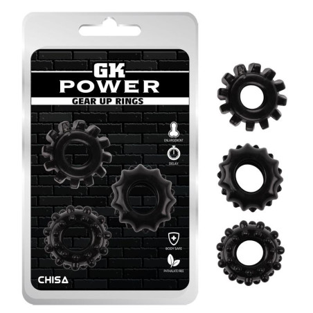 Kit de 3 Anneaux Pénis Gear Up Noir