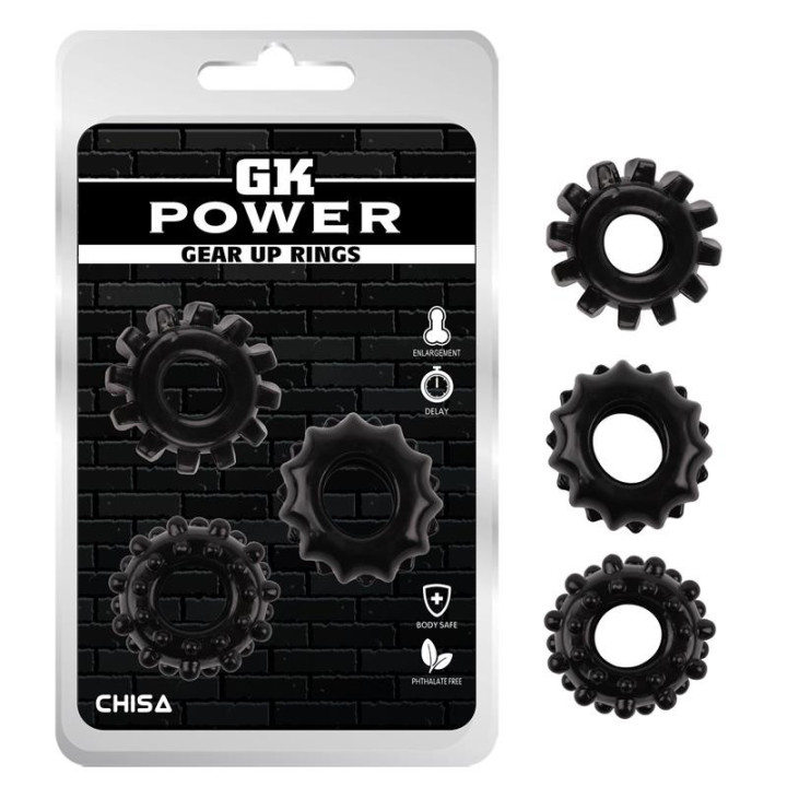 Kit de 3 Anneaux Pénis Gear Up Noir