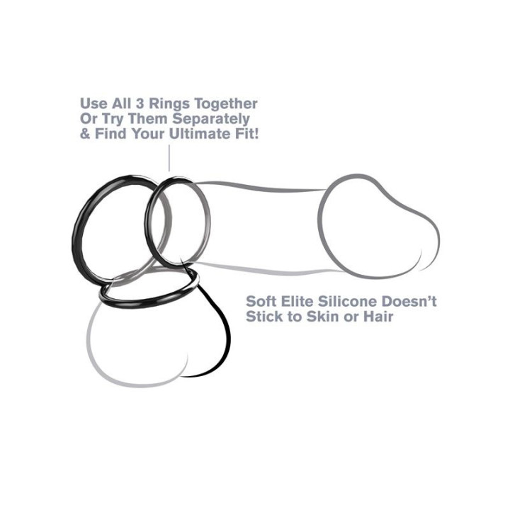 Fantasy C-Ringz Set de 3 Anneaux en Silicone Noir