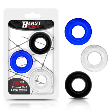 Set de 3 Anneaux pour le Pénis 3 Couleurs 1,6 cm