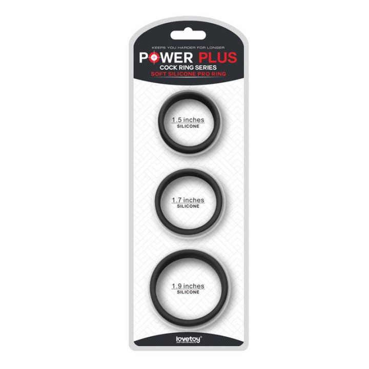 Pack de 3 Anneaux pour le Pénis Power Ring Noir
