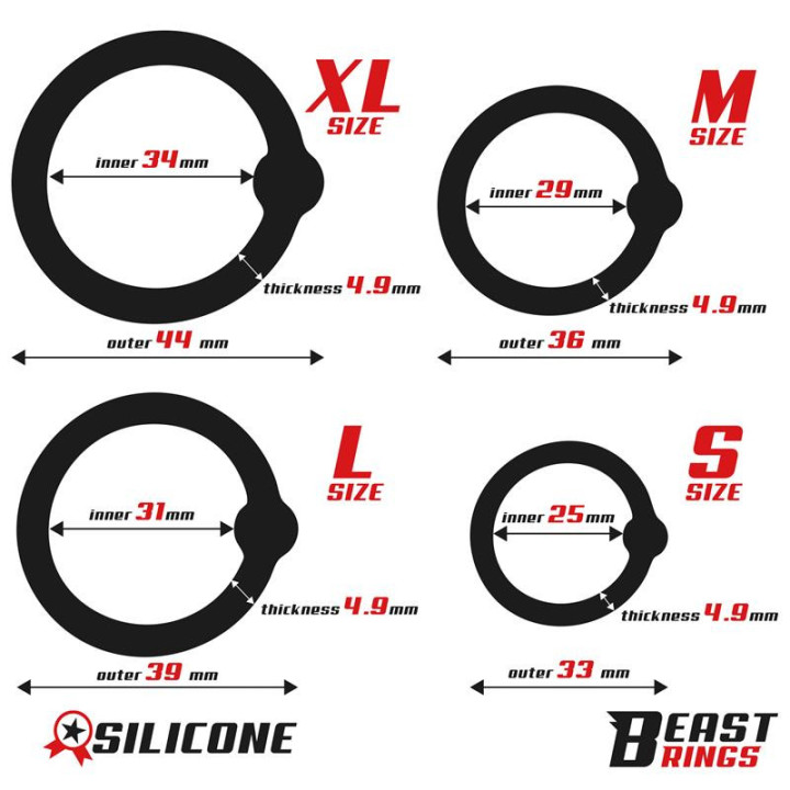 Set de 4 Anneaux pour le Pénis Silicone