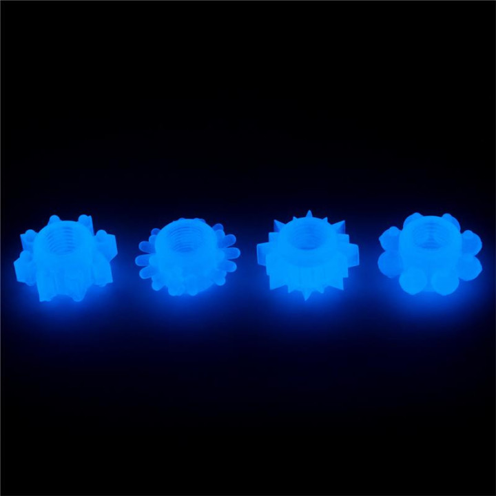 Set Lumino Play 4 Anneaux pour le Pénis Lumière Bleue