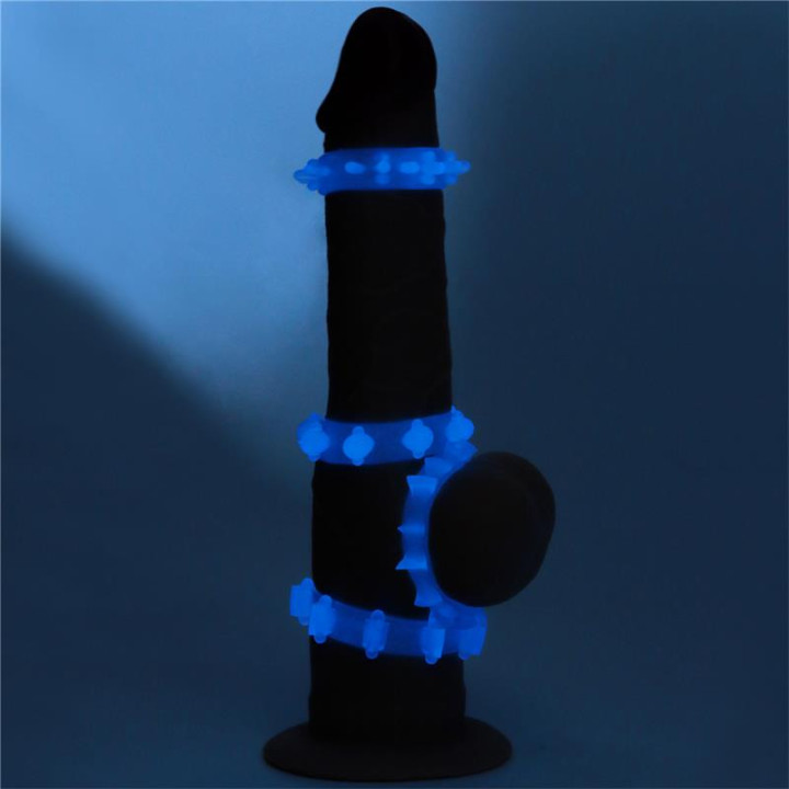 Set Lumino Play 4 Anneaux pour le Pénis Lumière Bleue
