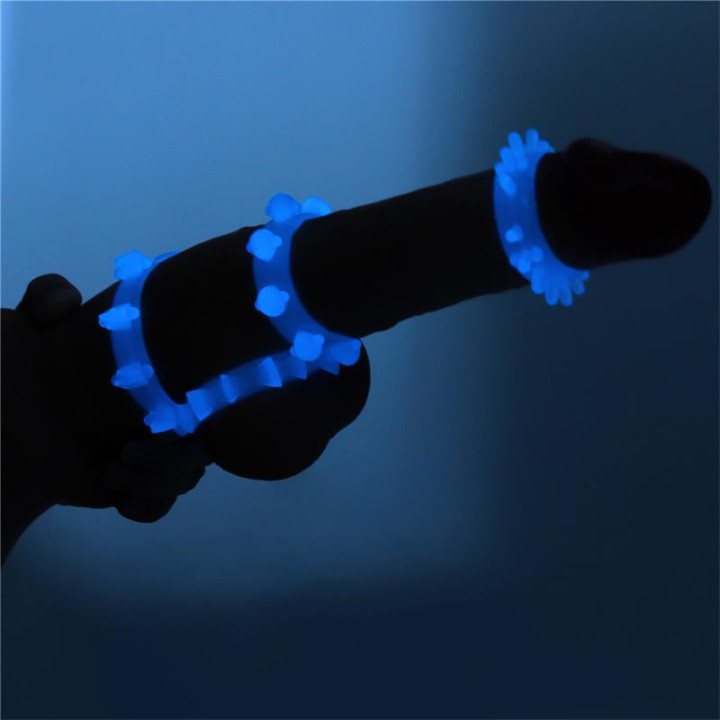 Set Lumino Play 4 Anneaux pour le Pénis Lumière Bleue