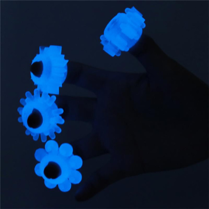 Set Lumino Play 4 Anneaux pour le Pénis Lumière Bleue