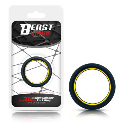 Anneau pour le Pénis 100% Silicone Solide 3.6 cm Jaune et Noir