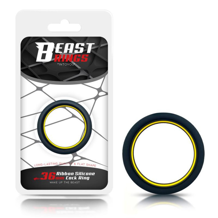 Anneau pour le Pénis 100% Silicone Solide 3.6 cm Jaune et Noir