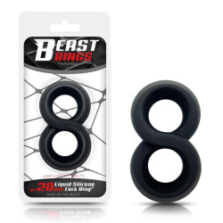 Anneau Double pour le Pénis 100 % Silicone Liquide 2 cm Noir