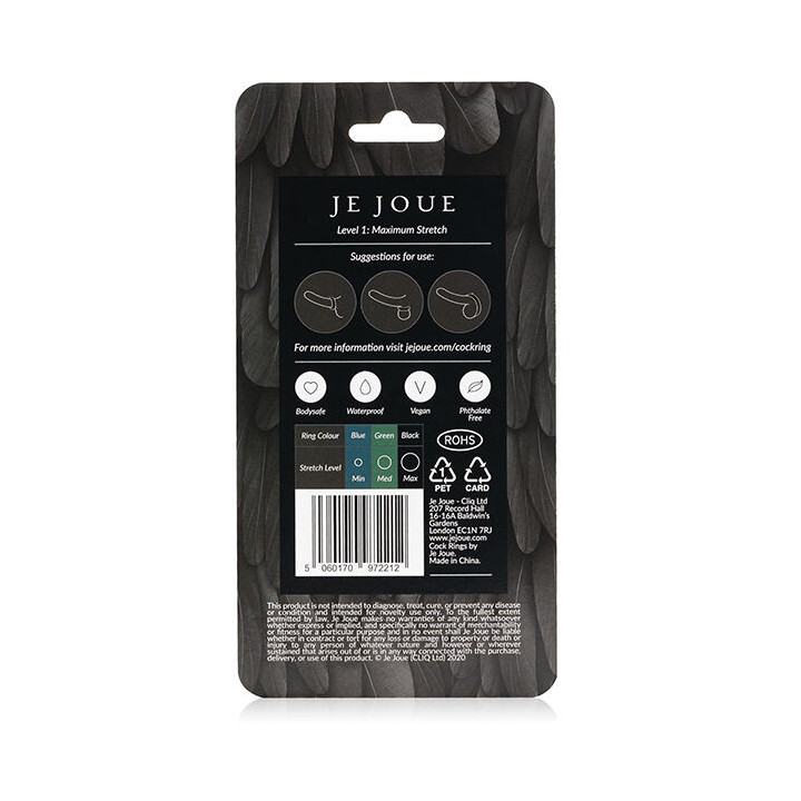 JE JOUE - ANNEAU PÉNIAL EN SILICONE  EXTENSION MAXIMALE - NOIR